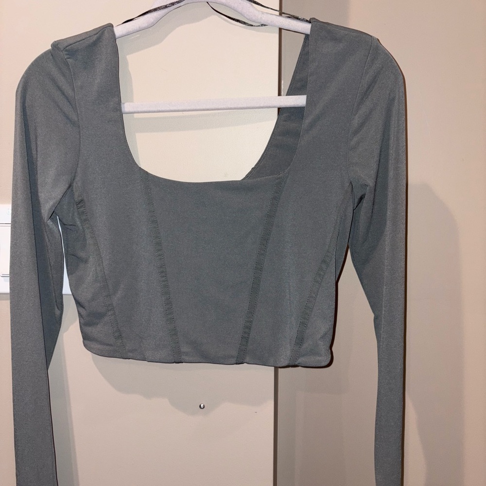 Dynamite Gray Long Sleeve Bodysuit